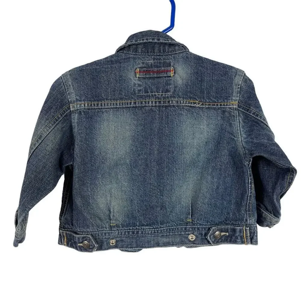 Oshkosh Genuine Kids Denim Jean Jacket Distressed 18 Months Snap Front